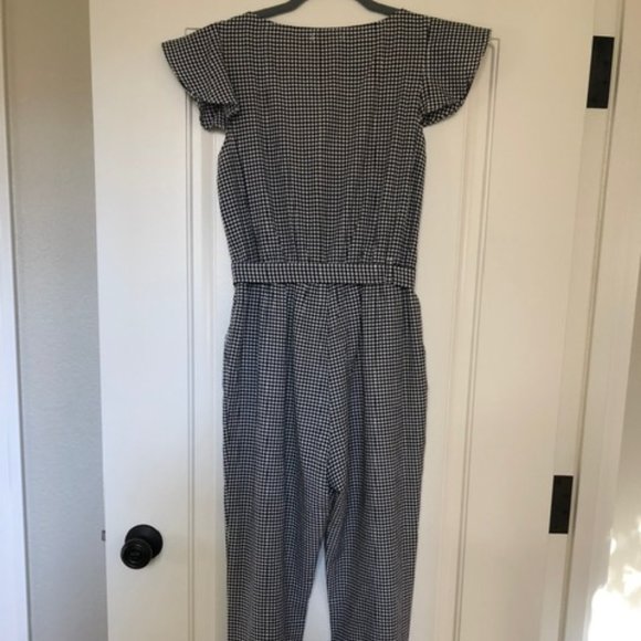 Black and White Gingham Jumpsuit, Small - Picture 7 of 9